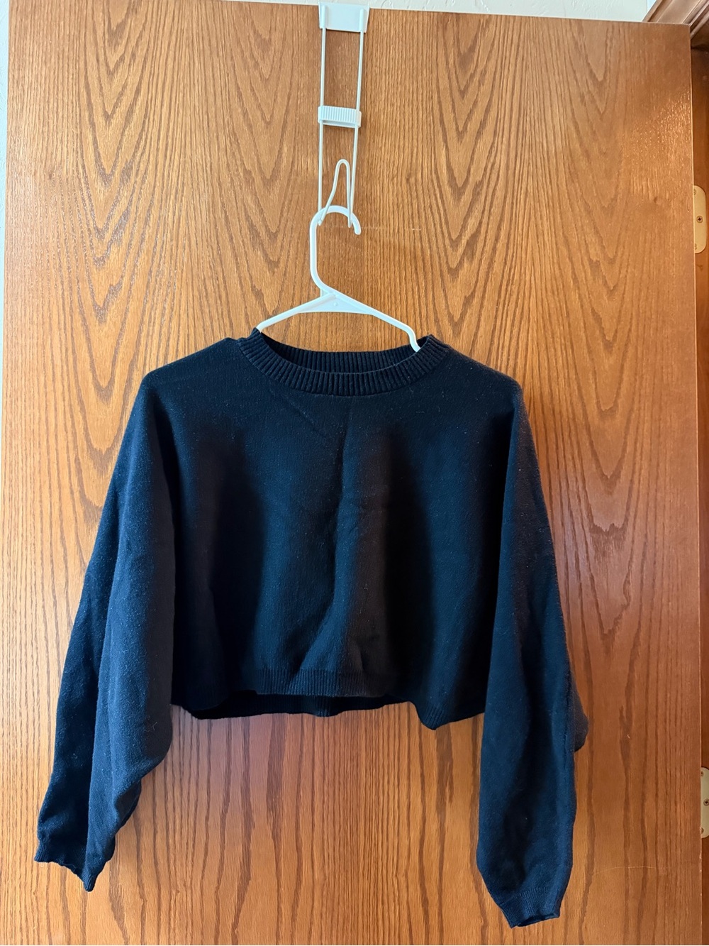 Princess Polly Black Cropped Crewneck Sweater Top